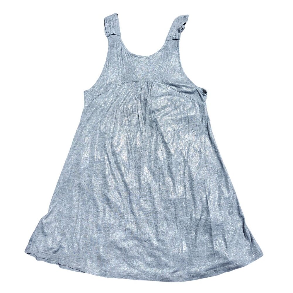 French Connection Women's Large Sleeveless Shimmery Silver Twist Front Dress - Picture 3 of 7